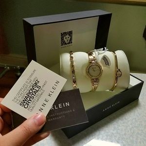 Anne Klein Swarovaski Crytal Watch & Bracelet Set